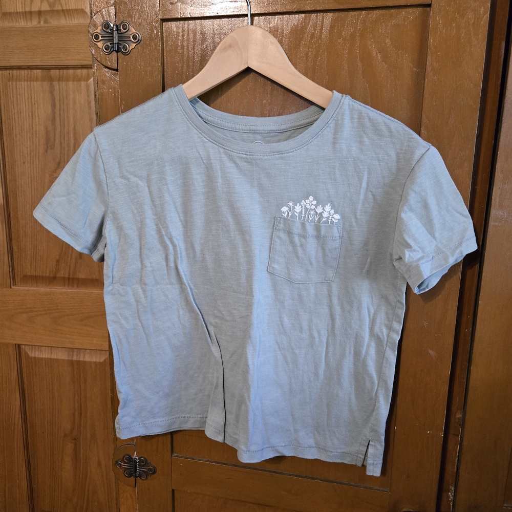 Wonder Nation Light Blue Floral Pocket Tee